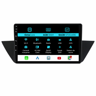 Navigatie Dedicata BMW X1 E84 (2009-2015),10Inch, 4Gb Ram, 64Gb Stocare, Carplay