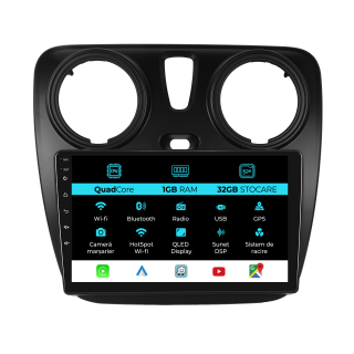 Navigatie Dedicata Dacia Dokker   Lodgy (2012-2020), 9Inch, 1Gb Ram, 32Gb Stocare, Carplay