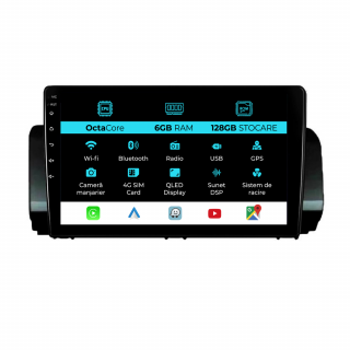 Navigatie Dedicata Dacia Logan Sandero Jogger (2021-2023), 9Inch, 6Gb Ram, 128Gb Stocare, Carplay