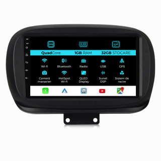 Navigatie Dedicata Fiat 500x (2014 - 2020), 9Inch, 1Gb Ram, 32Gb Stocare, Carplay