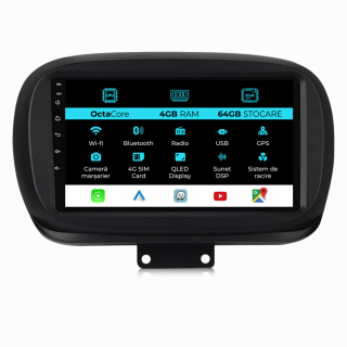 Navigatie Dedicata Fiat 500x (2014 - 2020), 9Inch, 4Gb Ram, 64Gb Stocare, Carplay