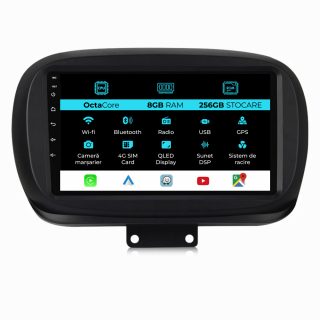 Navigatie Dedicata Fiat 500x (2014 - 2020), 9Inch, 8Gb Ram, 256Gb Stocare, Carplay