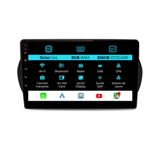 Navigatie Dedicata Fiat Fiorino Qubo (2008 - 2017), 10Inch, 8Gb Ram, 256Gb Stocare, Carplay