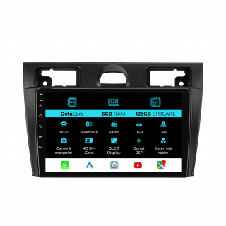 Navigatie Dedicata Ford Fiesta (2006-2011), 9Inch, 6Gb Ram, 128Gb Stocare, Carplay