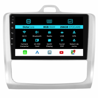 Navigatie Dedicata Ford Focus (2004-2012), 9Inch, 8Gb Ram, 256Gb Stocare, Carplay