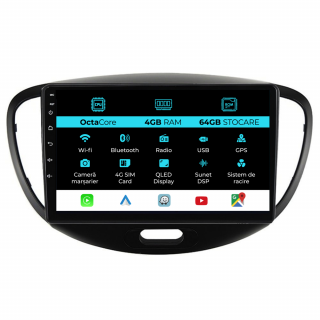 Navigatie Dedicata Hyundai I10 (2007 - 2013), 9Inch, 4Gb Ram, 64Gb Stocare, Carplay