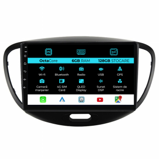 Navigatie Dedicata Hyundai I10 (2007 - 2013), 9Inch, 6Gb Ram, 128Gb Stocare, Carplay