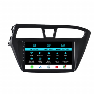 Navigatie Dedicata Hyundai I20 (2014 - 2020), 9Inch, 4Gb Ram, 64Gb Stocare, Carplay