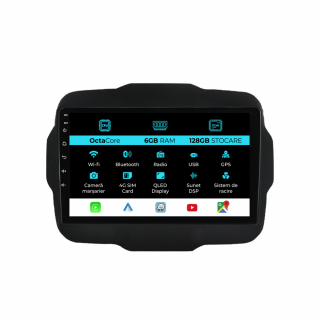 Navigatie Dedicata Jeep Renegade (2016-2020), 9Inch, 6Gb Ram, 128Gb Stocare, Bluetooth, WiFi, Carplay