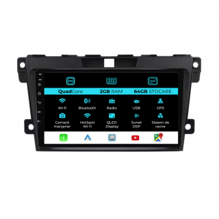 Navigatie Dedicata Mazda CX-7 (2008-2015), 9Inch, 2Gb Ram, 64Gb Stocare, CarPlay