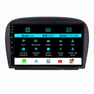 Navigatie Dedicata Mercedes SL R230 (2001-2011), 9Inch, 2Gb Ram, 64Gb Stocare, Carplay