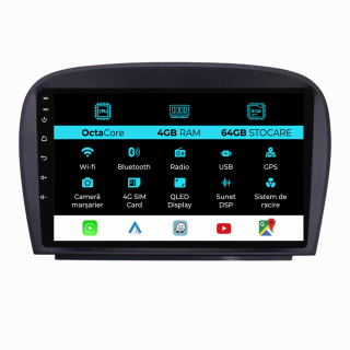 Navigatie Dedicata Mercedes SL R230 (2001-2011), 9Inch, 4Gb Ram, 64Gb Stocare, Carplay