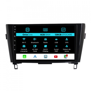 Navigatie Dedicata Nissan Qashqai J11, X Trail T32 (2013-2018), 10Inch, 6Gb Ram, 128Gb Stocare, Carplay