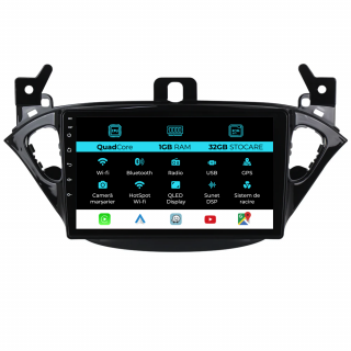 Navigatie Dedicata Opel Corsa E Adam (2012 - 2019), 9Inch, 1Gb Ram, 32Gb Stocare, Carplay