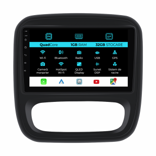 Navigatie Dedicata Opel Vivaro Renault Trafic Fiat Talento (2014 - 2018), 9 Inch, 1Gb Ram, 32Gb stocare, Carplay