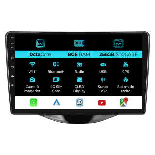 Navigatie Dedicata Peugeot 107 Citroen C1 Toyota Aygo (2014 - 2022), 9Inch, 8Gb Ram, 256Gb Stocare, Carplay