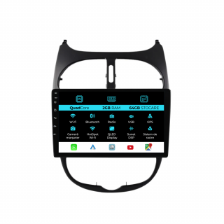 Navigatie Dedicata Peugeot 206 (2001-2008), 9Inch, 2Gb Ram, 64Gb Stocare, Carplay