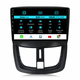 Navigatie Dedicata Peugeot 207 (2006-2015), 9Inch, 6Gb Ram, 128Gb Stocare, Carplay