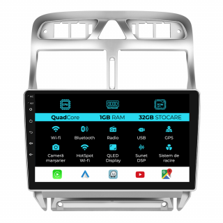 Navigatie Dedicata Peugeot 307 (2000-2013), 9Inch, 1Gb Ram, 32Gb Stocare, Carplay