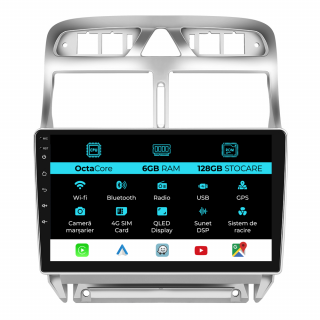 Navigatie Dedicata Peugeot 307 (2000-2013), 9Inch, 6Gb Ram, 128Gb Stocare, Carplay