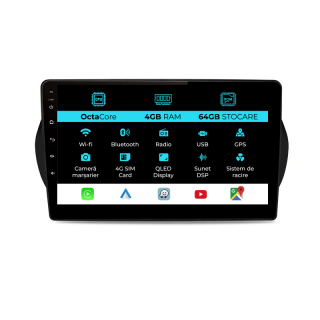 Navigatie Dedicata Peugeot Bipper (2008 - 2017), 10Inch, 4Gb Ram, 64Gb Stocare, Carplay