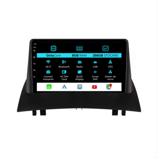Navigatie Dedicata Renault Megane 2 (2002-2009), 9 Inch, 8Gb Ram, 256Gb stocare, Carplay