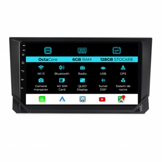 Navigatie Dedicata Seat Ibiza (2017 - 2025), 9Inch, 6Gb Ram, 128Gb Stocare, Carplay