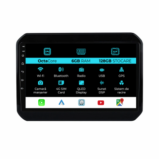 Navigatie Dedicata Suzuki Ignis (2016 - 2025), 9Inch, 6Gb Ram, 128Gb Stocare, Carplay