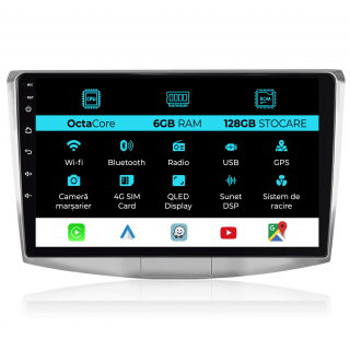 Navigatie Dedicata Volkswagen Passat B6, B7, CC (2005 -2015),10Inch, 6Gb Ram, 128Gb Stocare, Carplay