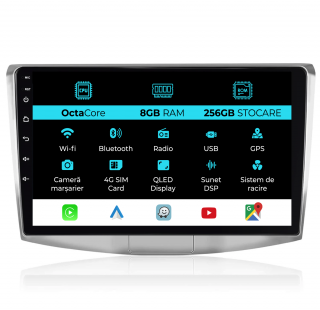 Navigatie Dedicata Volkswagen Passat B6, B7, CC (2005 -2015), 10Inch, 8Gb Ram, 256Gb Stocare, Carplay