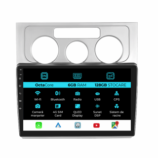 Navigatie Dedicata Volkswagen Touran (2003-2010), 10Inch, 6Gb Ram, 128Gb Stocare, Bluetooth, WiFi, Carplay