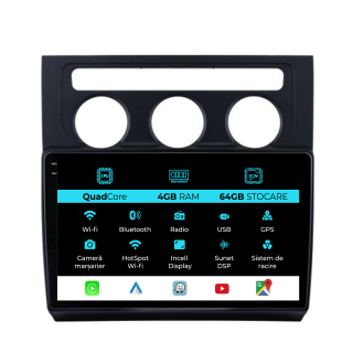 Navigatie Dedicata Volkswagen Touran (2003-2010),QuadCore, 10Inch, 4Gb Ram, 64Gb Stocare, Carplay