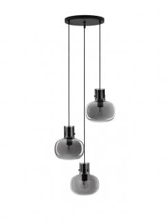 9236530 Lustra Nova Luce CINZIA E27 3x12W   Metal Smoky Glass Black Cord  IP20