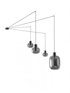 9236540 Lustra Nova Luce CINZIA E27 4x12W   Metal Smoky Glass Black Cord  IP20