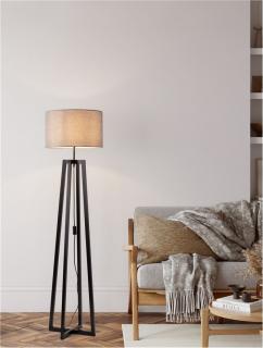 Lampadar Nova Luce ARTIS 9001082 E27 1x12W    Grey Linen Shade  Black W ood   IP20