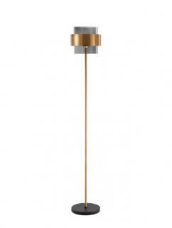 Lampadar Nova Luce SIANNA E27 1x12W   Smoke Glass  Black Cord  Brass gold Metal IP20