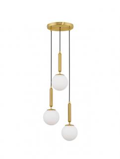 Lustra Nova Luce MONET E27 3x12W   Brass Gold Metal Opal Glass IP20