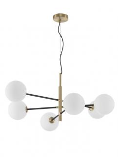 Lustra Nova Luce VITRA G9 6x5W   Satin Gold  Black Metal White Opal Glass IP20