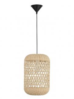 Pendul Nova Luce AURORA E27 1x12W   Natural Rattan Black Fabric Wire  Base  IP20