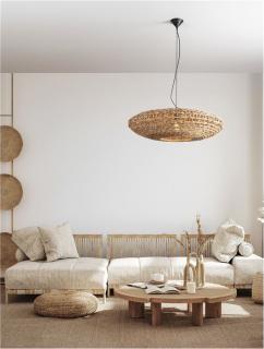 Pendul Nova Luce BOLA 9586522 Dried Water Hyacinth Black Fabric Wire  Base E27 1x12W   IP20