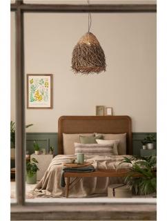 Pendul Nova Luce HAY 9586516 Natural Seagrass Black Fabric Wire  Base E27 1x12W   IP20