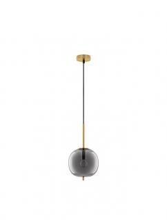 Pendul Nova Luce LATO E14 1x5W   Brass Gold Metal  Smoky Glass Black Fabric Wire IP20