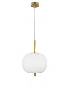 Pendul Nova Luce LATO E27 1x12W   Opal Glass Antique Brass Metal Black Fabric Wire IP20