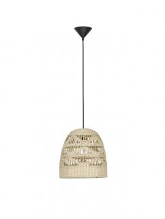 Pendul Nova Luce MARLO E27 1x12W   Natural Rattan Black Fabric Wire  Base  IP20