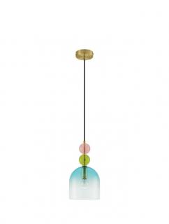 Pendul Nova Luce MURANO E14 1x5W   Sandy Gold MetalGlossy Light Green, Blue  Pink Glass IP20