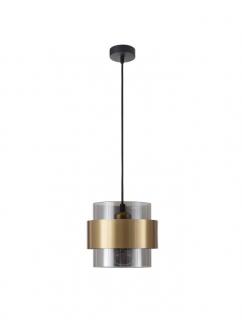 Pendul Nova Luce SIANNA E27 1x12W   Smoke Glass  Black Cord  Brass gold Metal IP20