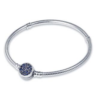 Bratara pentru Copii compatibila Pandora din Argint 925 ,       Sparkling Blue Disc Clasp Snake 15 cm
