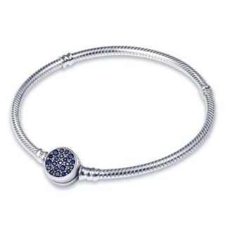 Bratara pentru Copii compatibila Pandora din Argint 925 - Sparkling Blue Disc Clasp Snake 16 cm