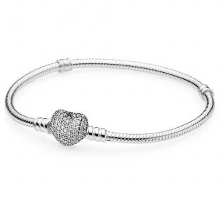 Bratara pentru talismane compatibile Pandora din Argint 925 ,       Sparkling heart 17 cm