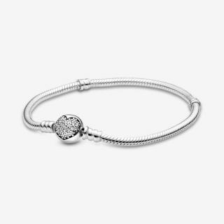 Bratara pentru talismane compatibile Pandora din Argint 925 - Sparkling Heart Clasp Snake